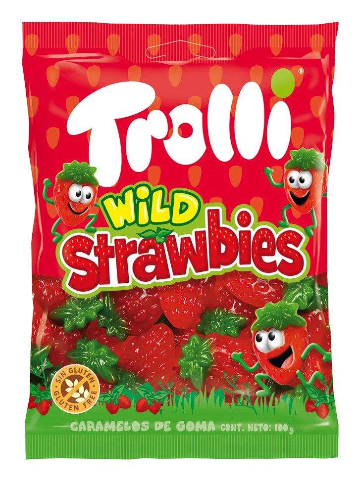 Trolli Wild Strawbies Gummibonbons – Erdbeere, glutenfrei – 100 g