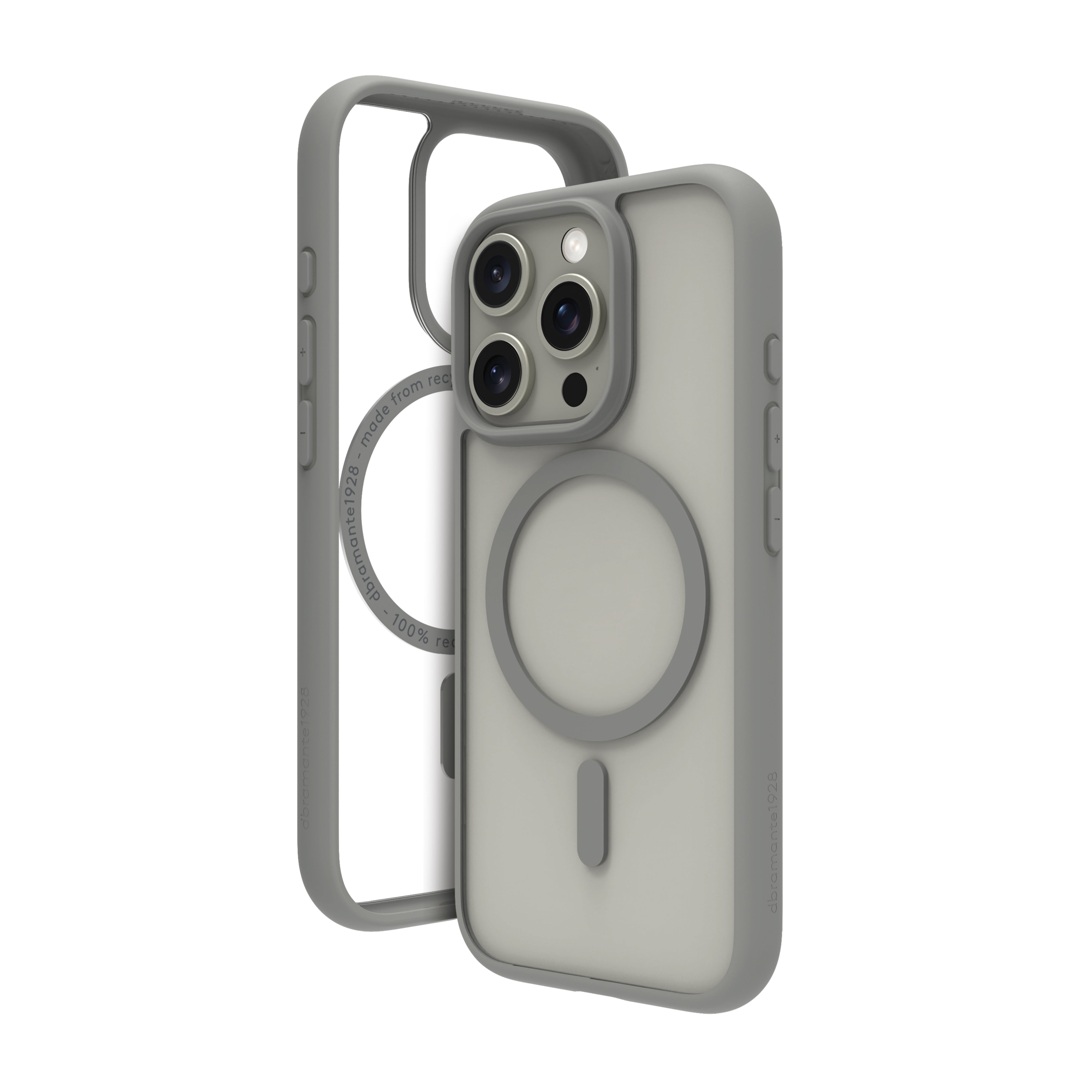 dbramante1928 Grenen Backcover – für Apple iPhone 16 Pro – Recycling-Kunststoff, Titan, bis 2 m sturzsicher