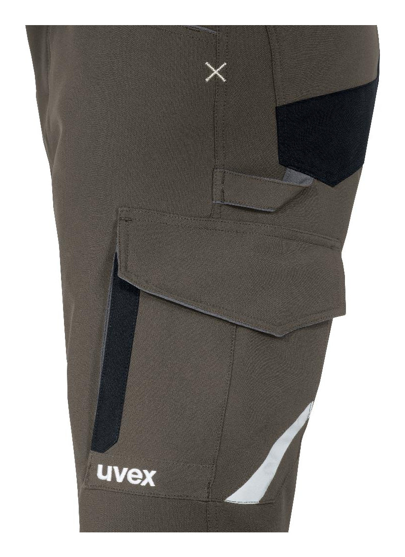 Uvex suXXeed craft Hose – Schwarz/Khaki, Polyester/Elastan, 4-Wege-Stretch, Knieschutz, Reflektierend