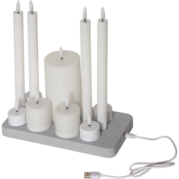 Star Trading Dekoratives Licht – Set, 24 × 12 × 27 cm, Warmweiss, Weiss, Akku, USB
