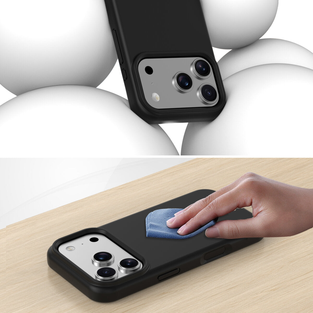 4smarts Cupertino Backcover – für Apple iPhone 17 Pro Max, MagSafe, Silikon+Mikrofaser, Schwarz