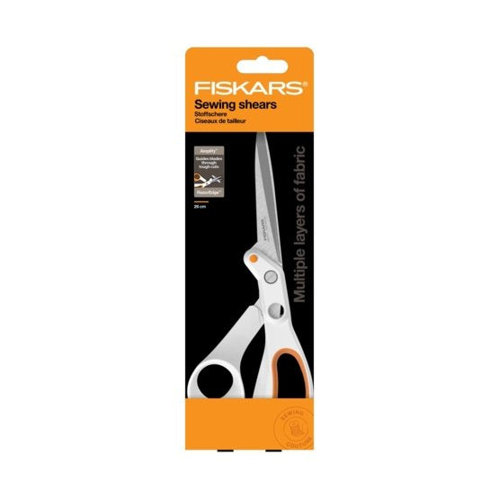 Fiskars Universalschere Amplify RazorEdge soft – für Rechts- und Linkshänder, spitz, Metall, orange, weiss