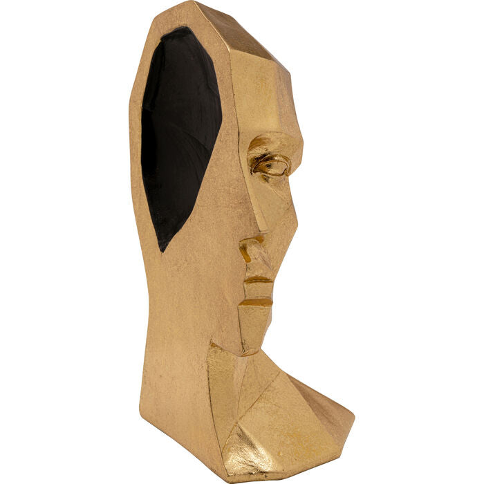 KARE Face Buchstütze – 16 × 24 × 11,5 cm – Polyresin, gold – 2-teilig