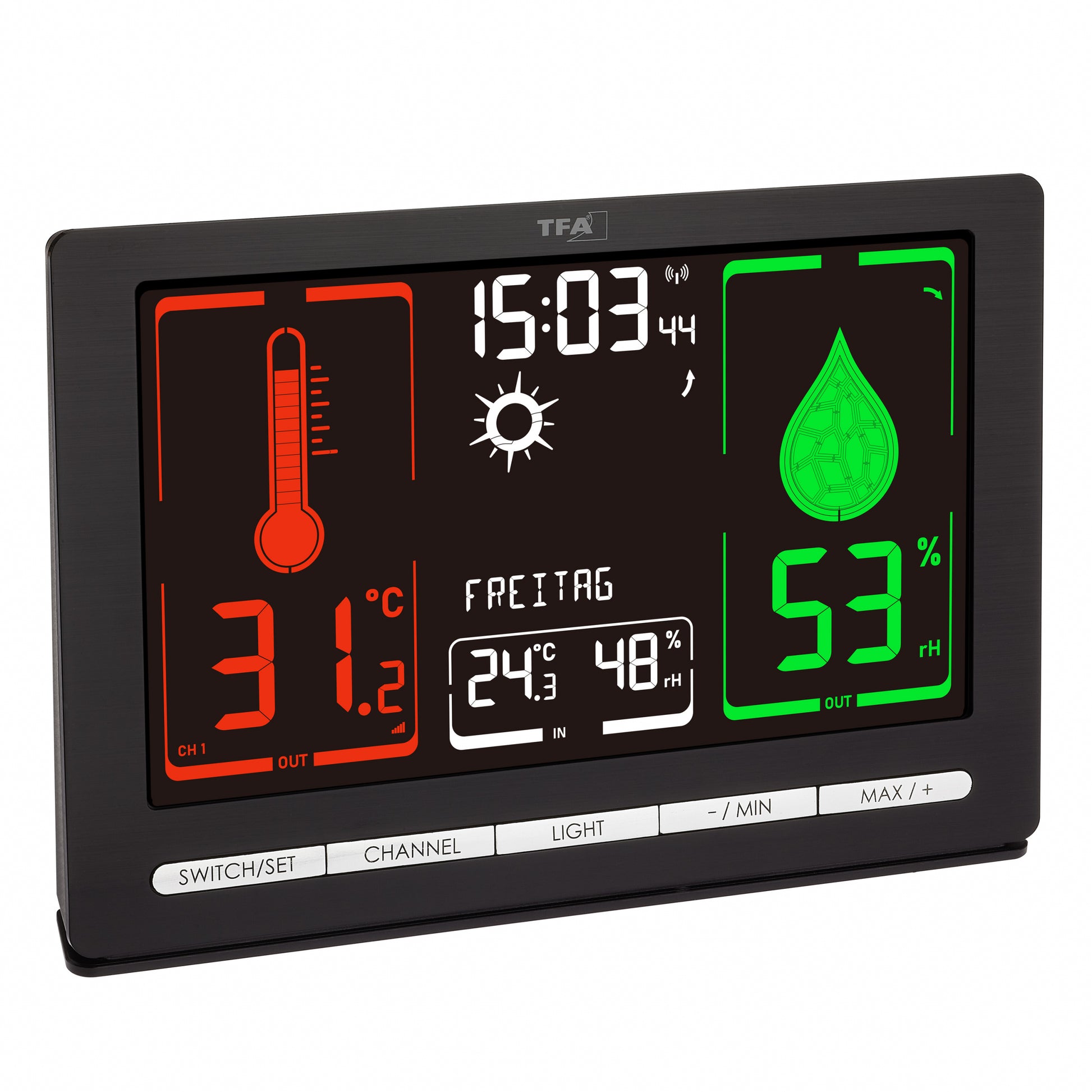 TFA-Dostmann METEOCHROME Temperatur-/Feuchtesensor – 868 MHz, −40–60 °C, 10–99 %, Innen/Aussen