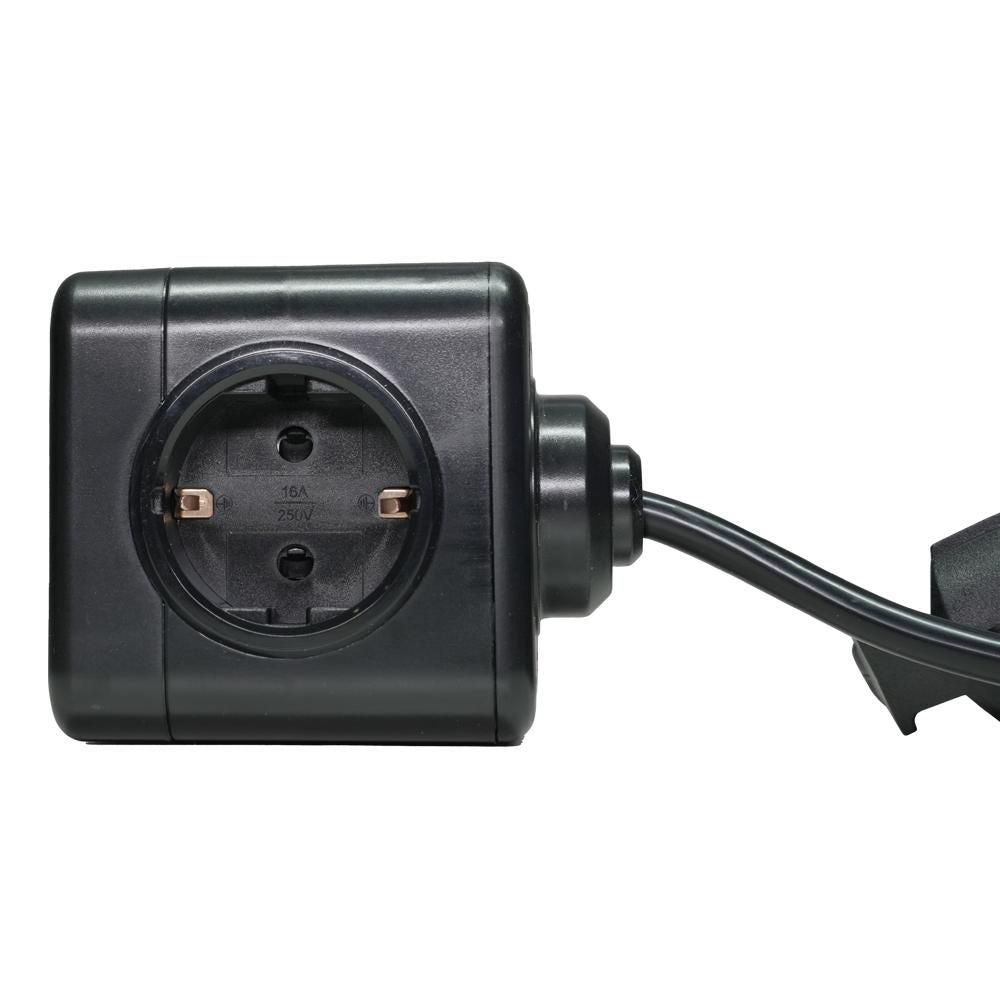 Microconnect GRUCUBE2USB-B3 Steckdosenleiste – 3× Schuko (Typ F), 2× USB, 3 m, ohne Schalter, schwarz