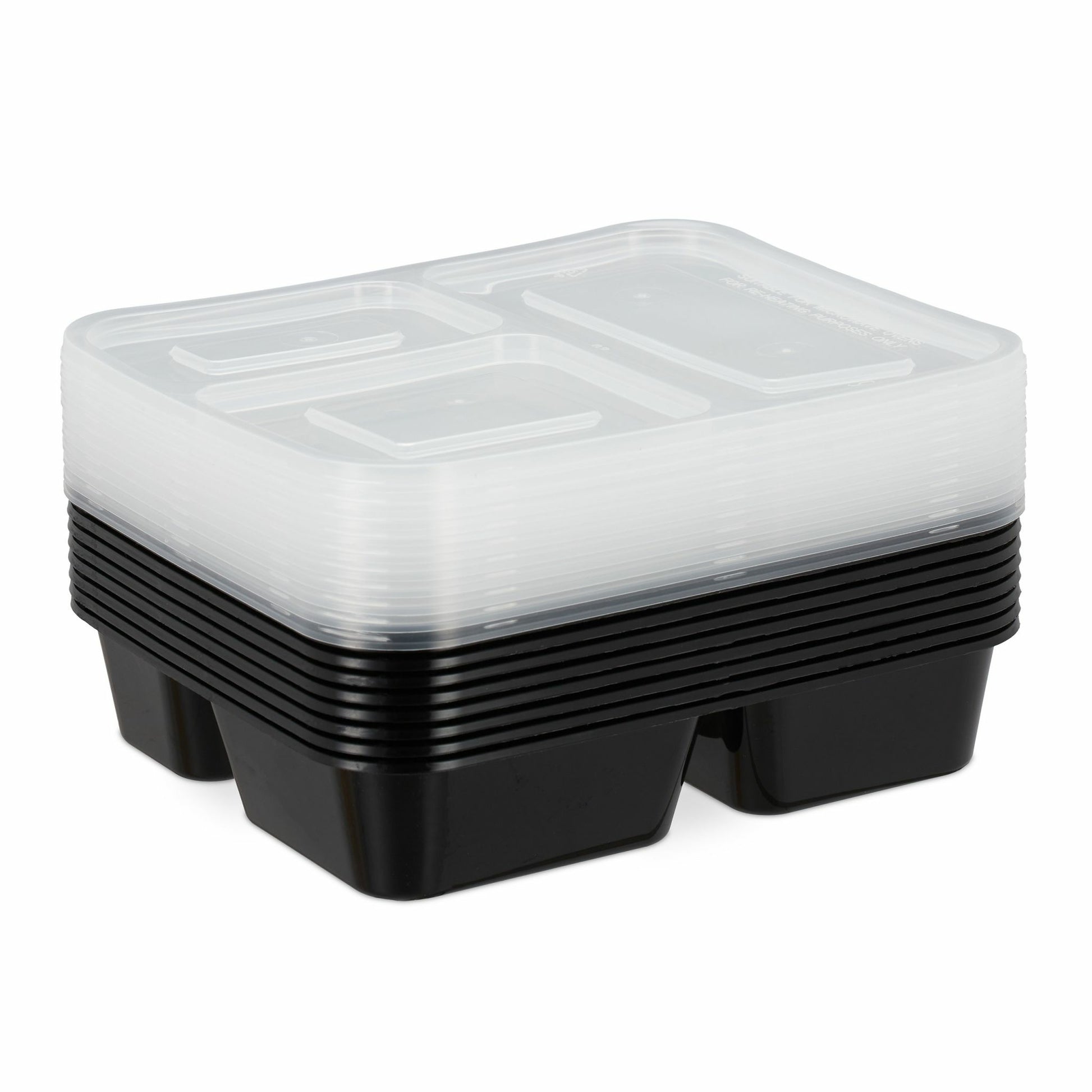 Relaxdays Take-away-Box, Polypropylen (PP), 3-geteilt – 1'000 ml 22 × 15 cm, schwarz – 1 Stk.