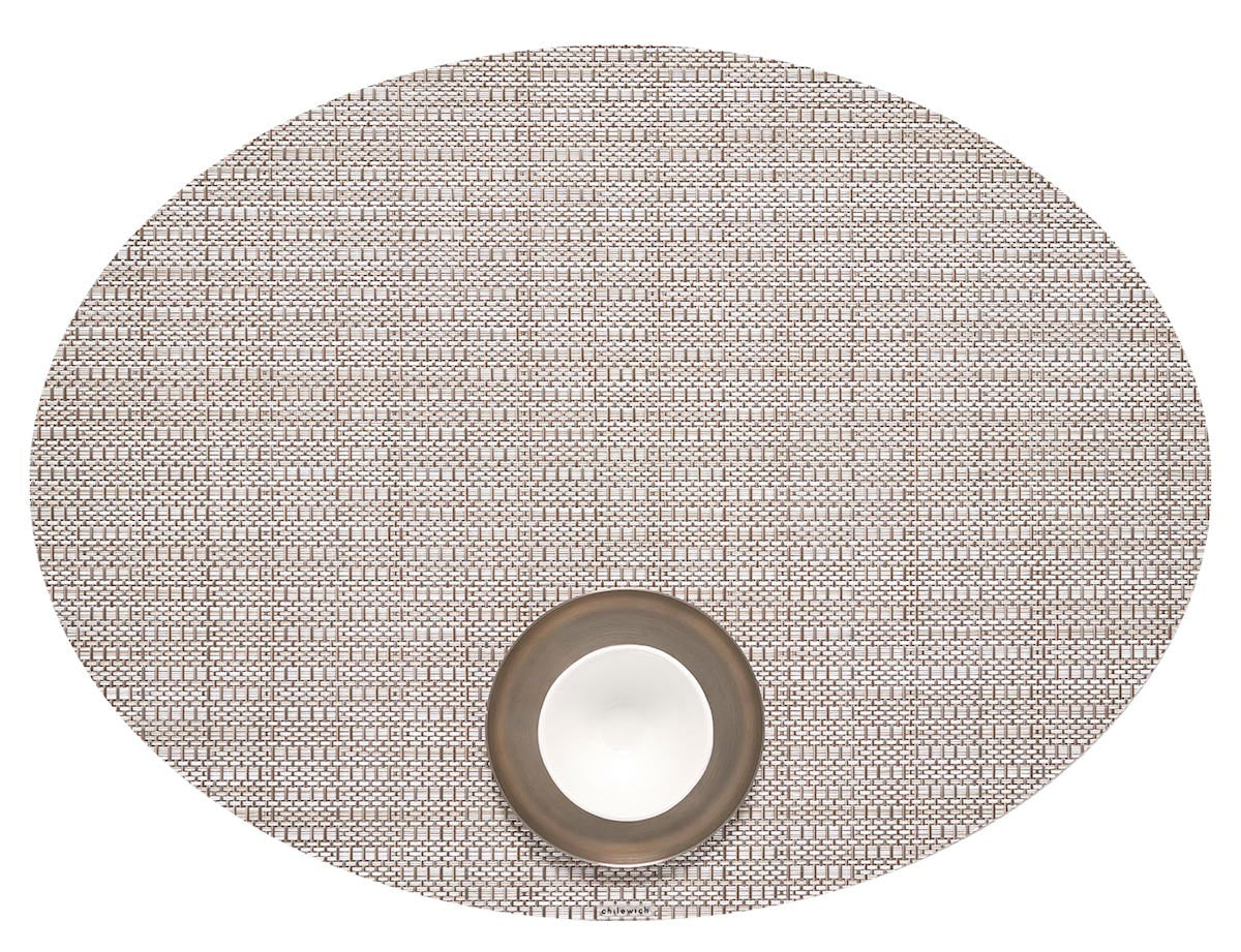 Chilewich Tischset – oval, PVC, beige, 49 × 36 cm