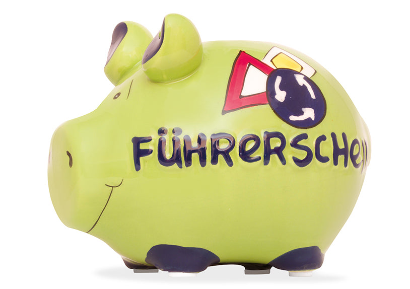G. Wurm Spardose Schwein – Keramik, Gelb – 12,5 × 9 × 9 cm – 3-teilig