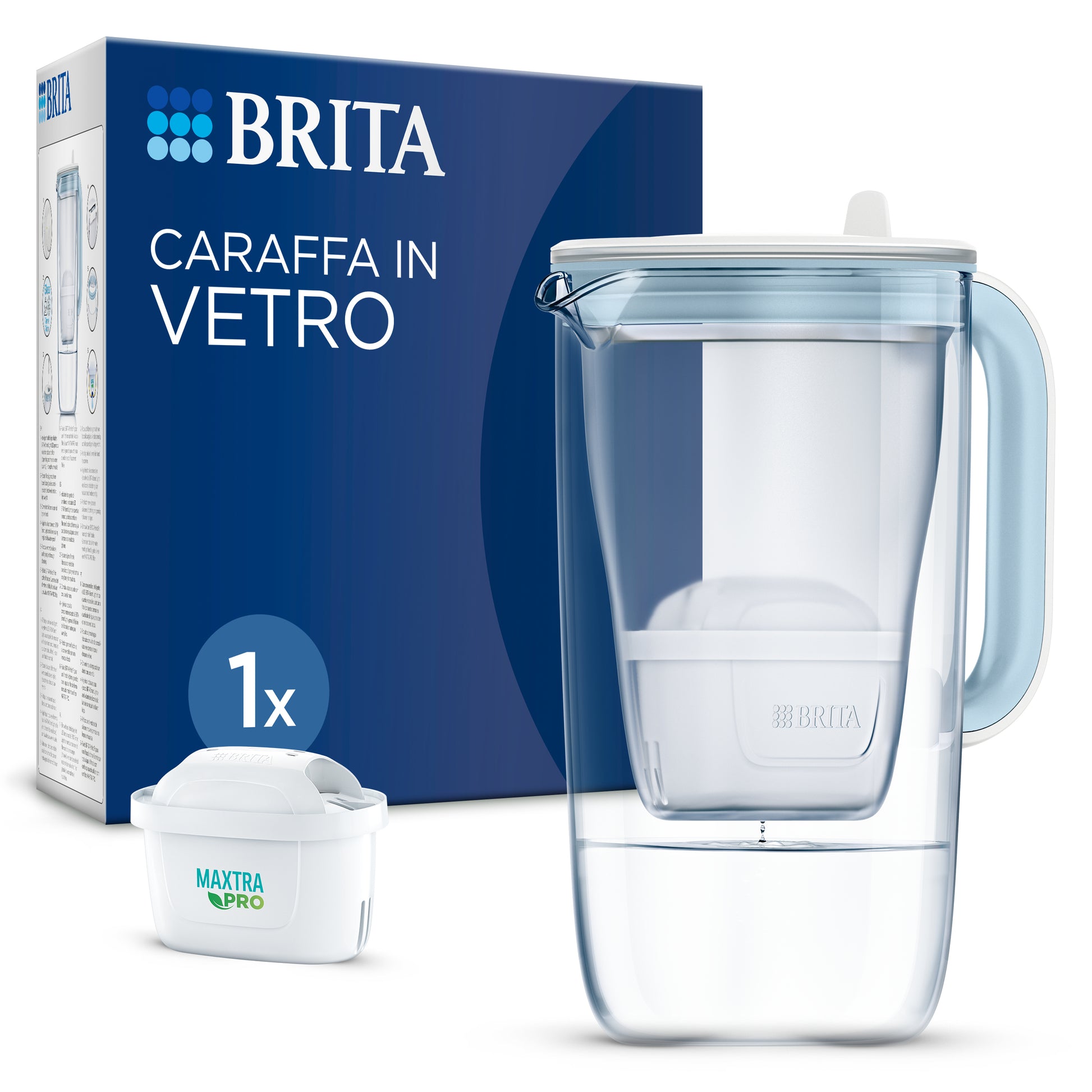 Brita Model One – Tischwasserfilter 2,5 l, MAXTRA, Glas, Weiss, mit 1 Kartusche