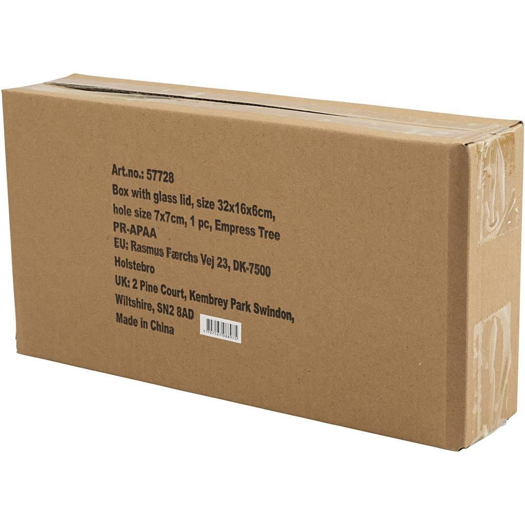 Creativ Company Aufbewahrungsbox (mit Deckel) – Holz/Glas – Braun – 160 × 60 × 320 mm