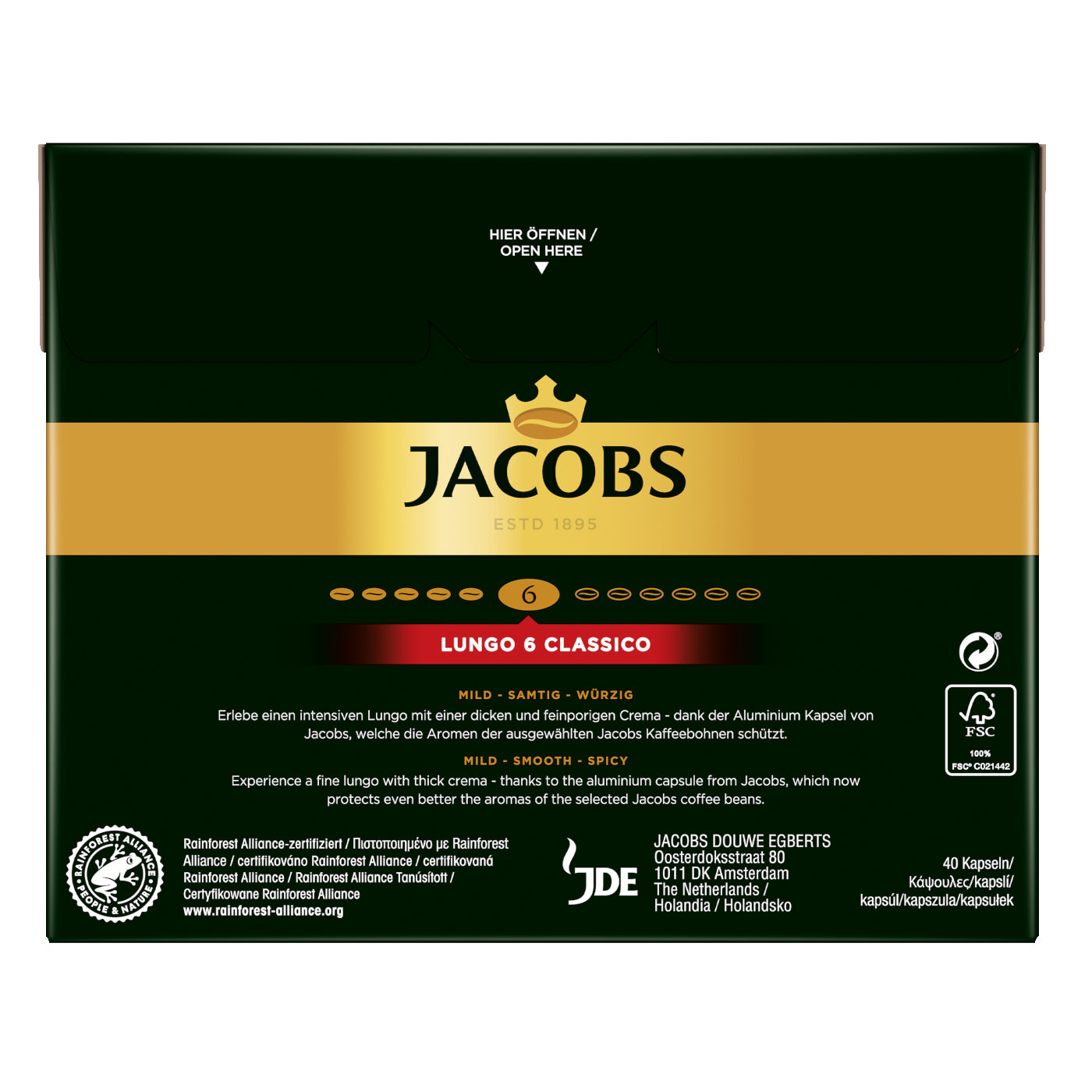 Jacobs Classico – Kapseln für Nespresso – Lungo, Intensität 6, 200 Kapseln