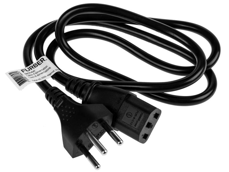 Furber. Netzkabel – T12–IEC C13, 1 m, 10 A, schwarz