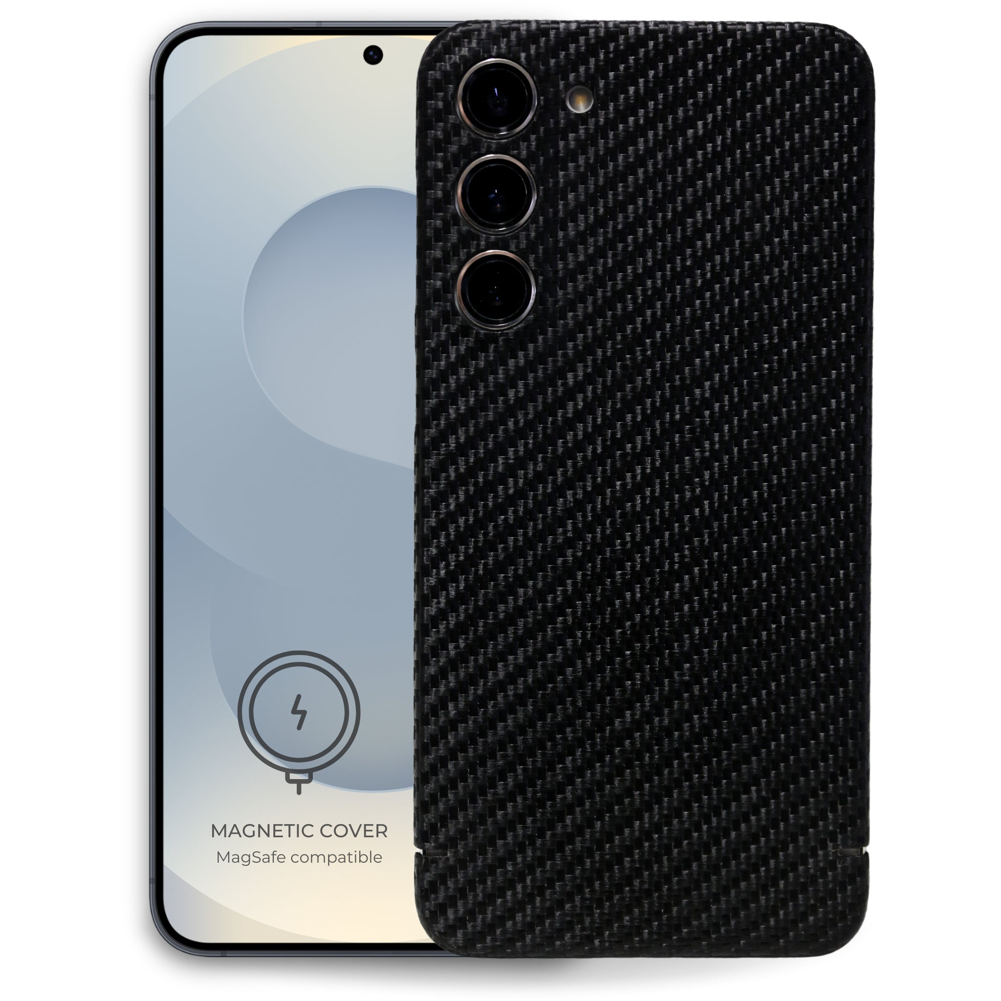 nevox CarbonSeries Backcover – für Samsung Galaxy S26, Carbon+Aramid+Vectran, schwarz, kabelloses Laden