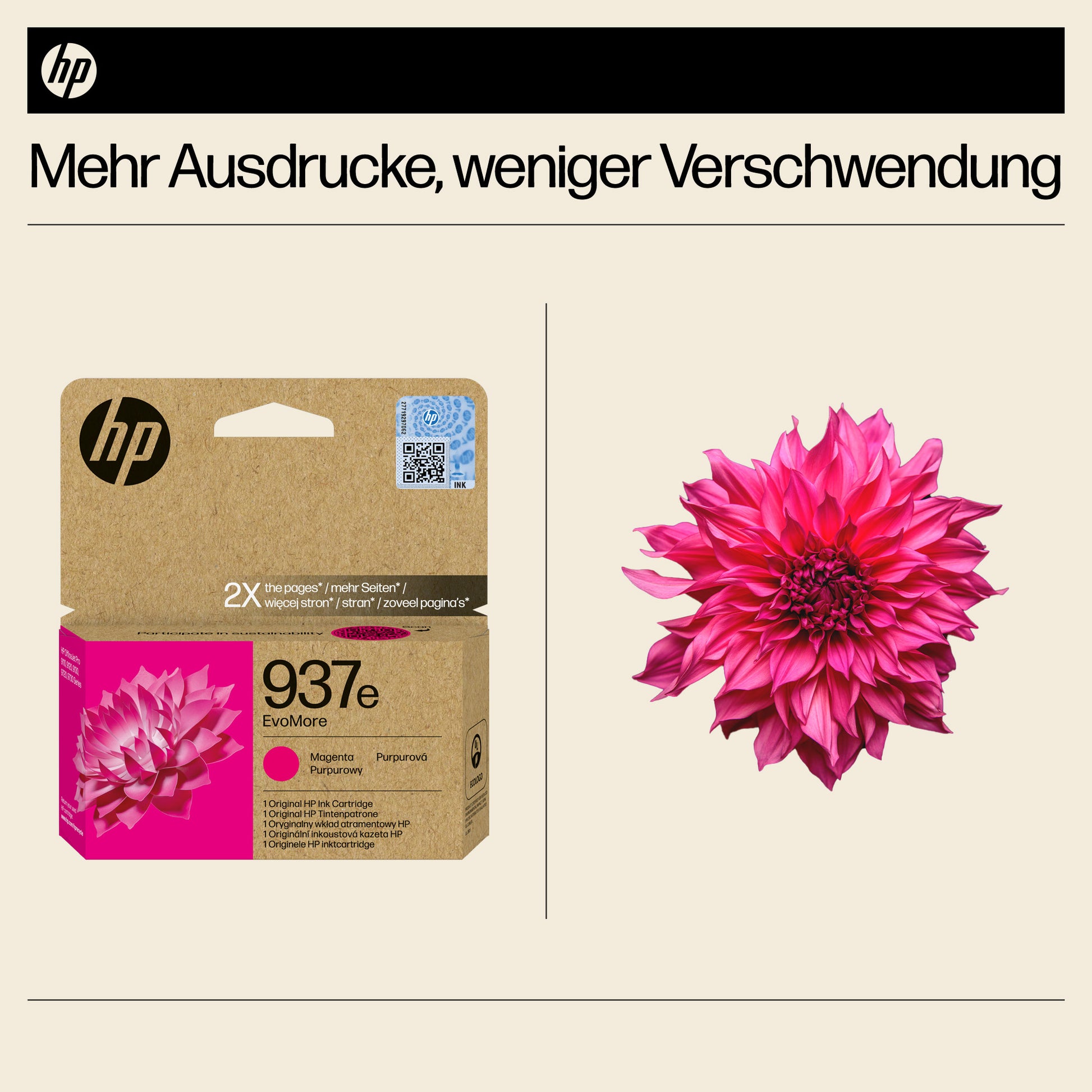 HP 937EXL Evomore Magenta Tintenpatrone (Original) – 1'650 Seiten – für 937E
