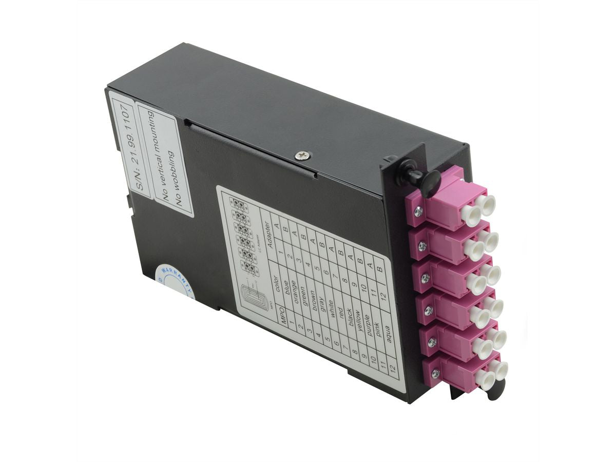 VALUE MPO-Modul – MPO (männlich) zu 12× LC (weiblich), Multimode OM4, Schwarz, 74,7×126,6×37,5 mm