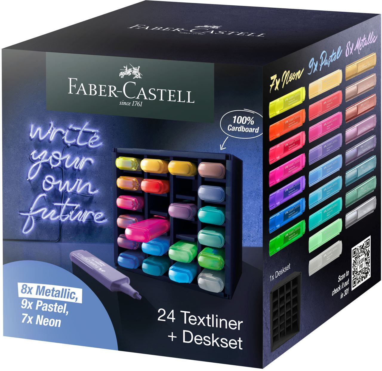 Faber-Castell Textmarker – 24er Set, Farben sortiert, Keilspitze 1–5 mm