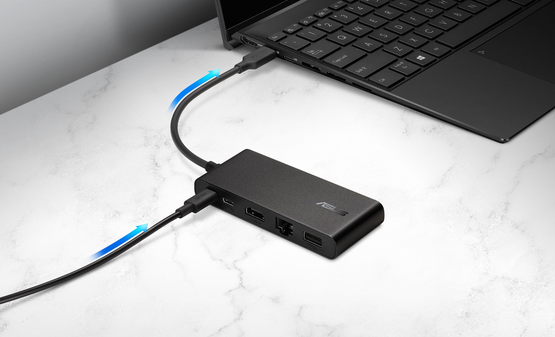 ASUS DC201 Dockingstation – USB-C, DP/HDMI, 1× USB-A, 100 W PD, GbE, für Windows/Mac