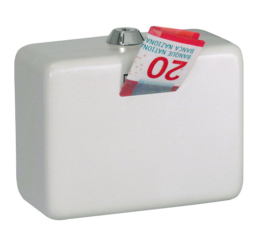 Rieffel Geldkassette mit Einwurfschlitz, 125 × 95 × 60 mm, weiss