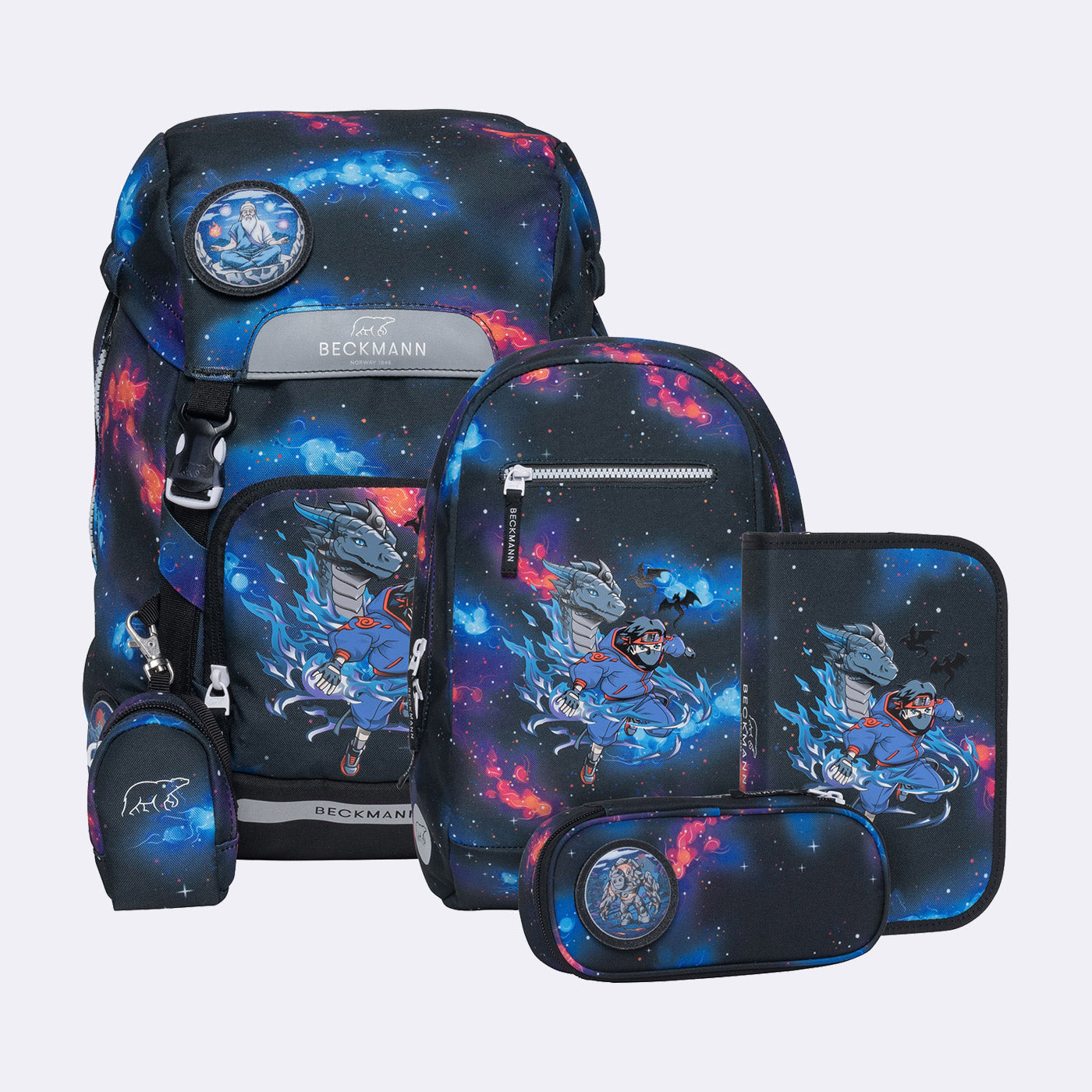 Beckmann Schulrucksack Classic 1st – 6-teilig – Ninja Elements – 24,0×37,0×25,0 cm – recyclingfähig