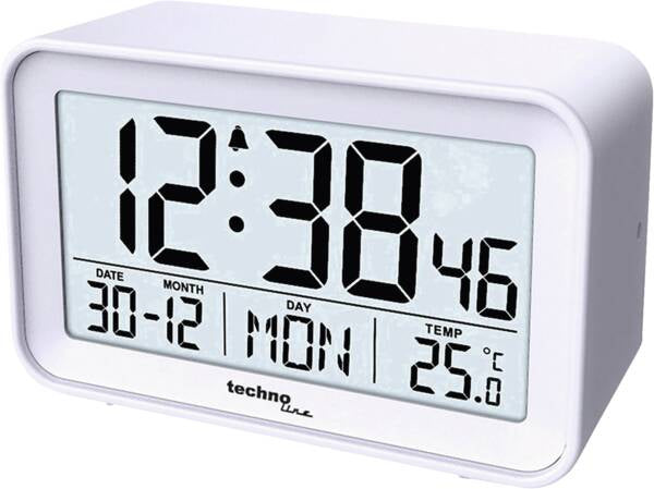 Technoline Digitalwecker – Snooze, Thermometer, 10,5 × 7 × 4,5 cm, Weiss