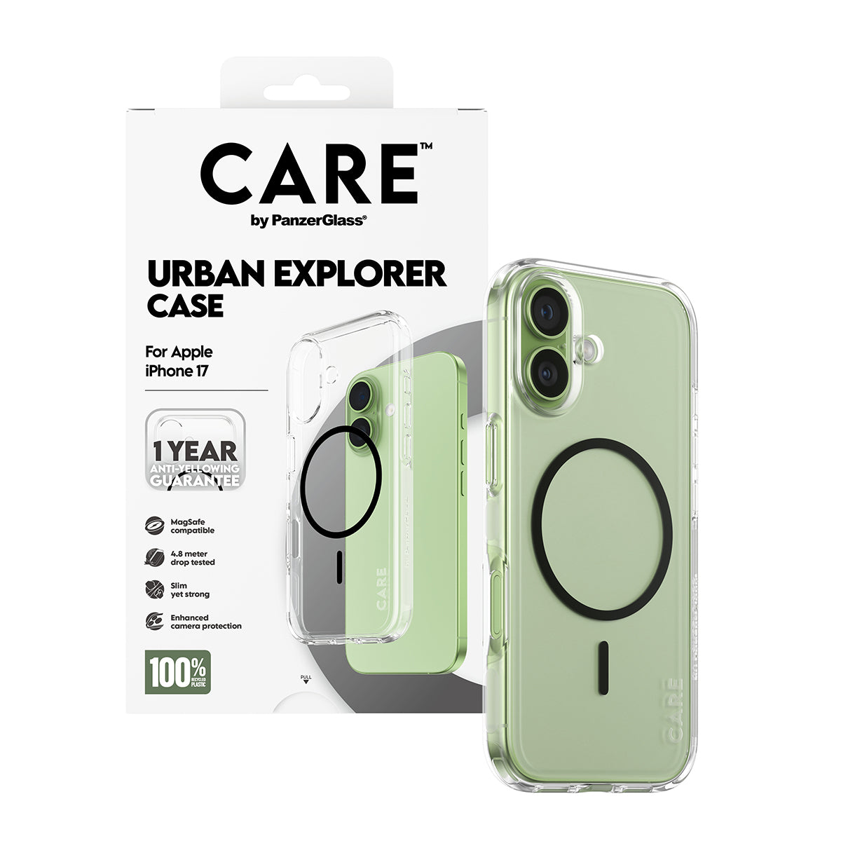 PanzerGlass Backcover – für Apple iPhone 17 – transparent/schwarz – TPU – MagSafe-kompatibel