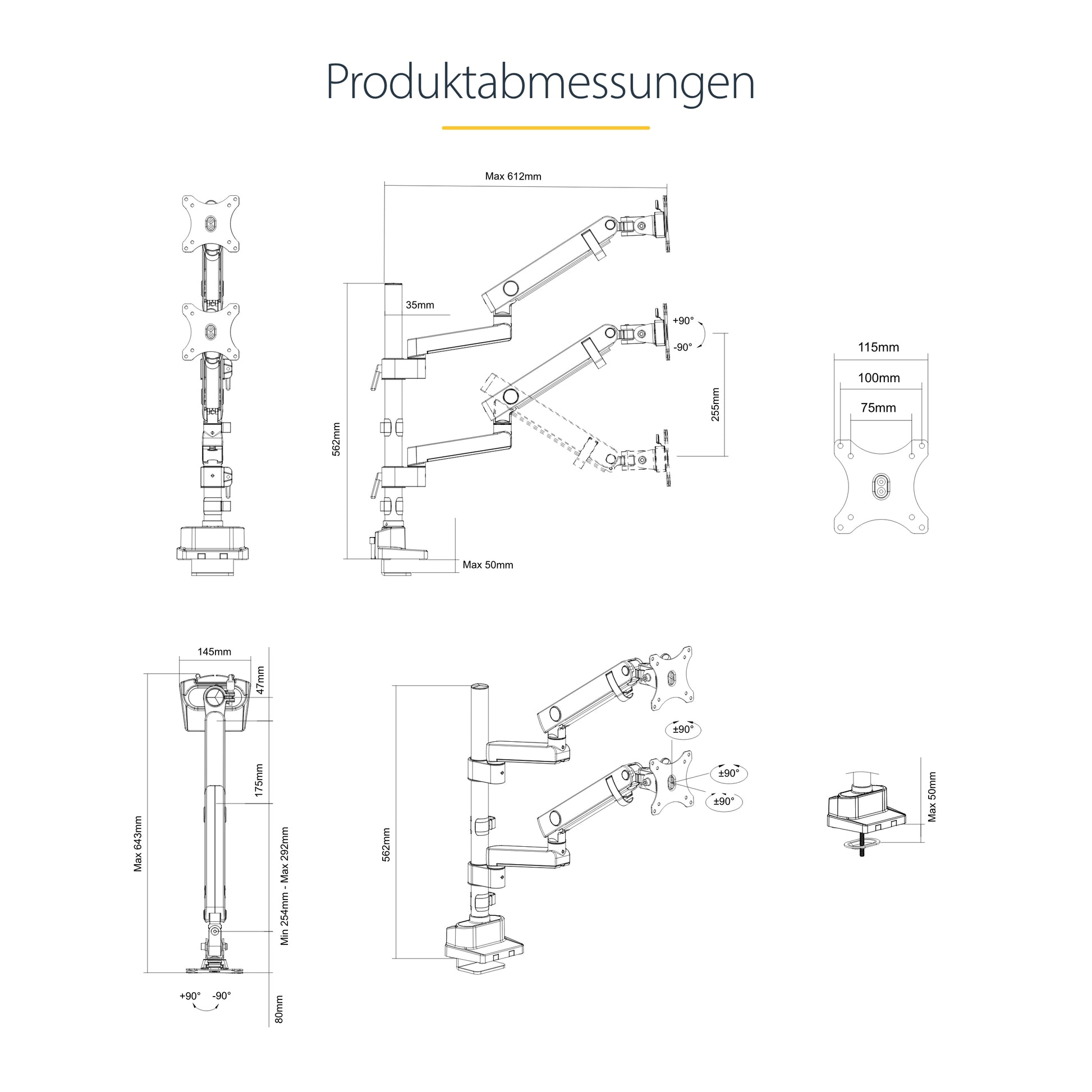 StarTech.com Monitorarm Tischhalterung – 2 Monitore – bis 32" – VESA 75×75/100×100 mm – bis 8 kg/Monitor