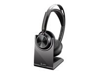 Poly Voyager Focus 2 Office-Headset – On-Ear, Stereo, BT, ANC, mit USB-A-Dongle, mit Ladestation, Schwarz