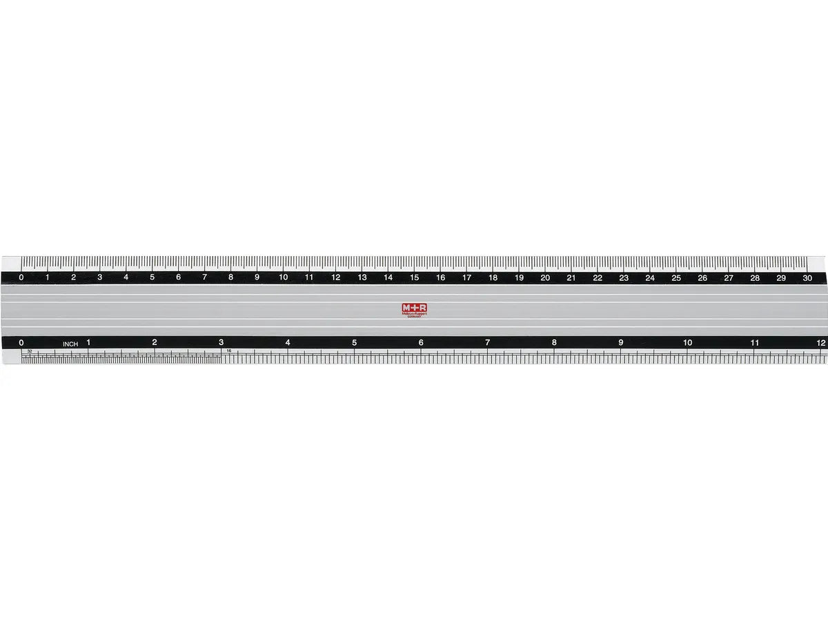 M+R Lineal – Aluminium – 30 cm – Skala cm/″ – Silber