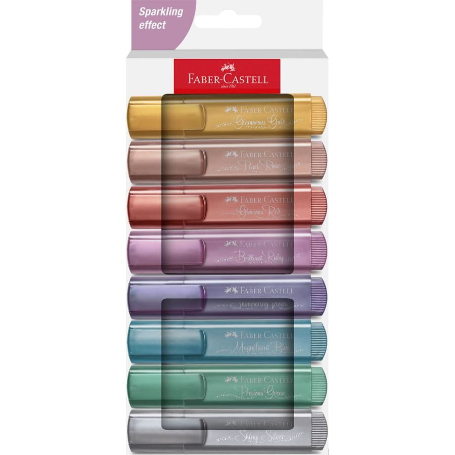 Faber-Castell Textmarker – 8er Set, Farben sortiert, Keilspitze 1–5 mm
