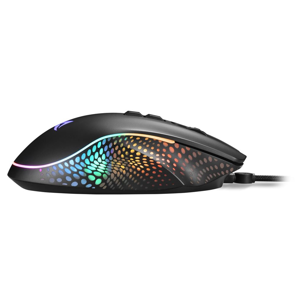 R-Go Tools Sharkoon SHARK Force 3 – Gaming-Maus – Kabelgebunden (USB‑A), 12800 DPI, RGB-Beleuchtung, rechts