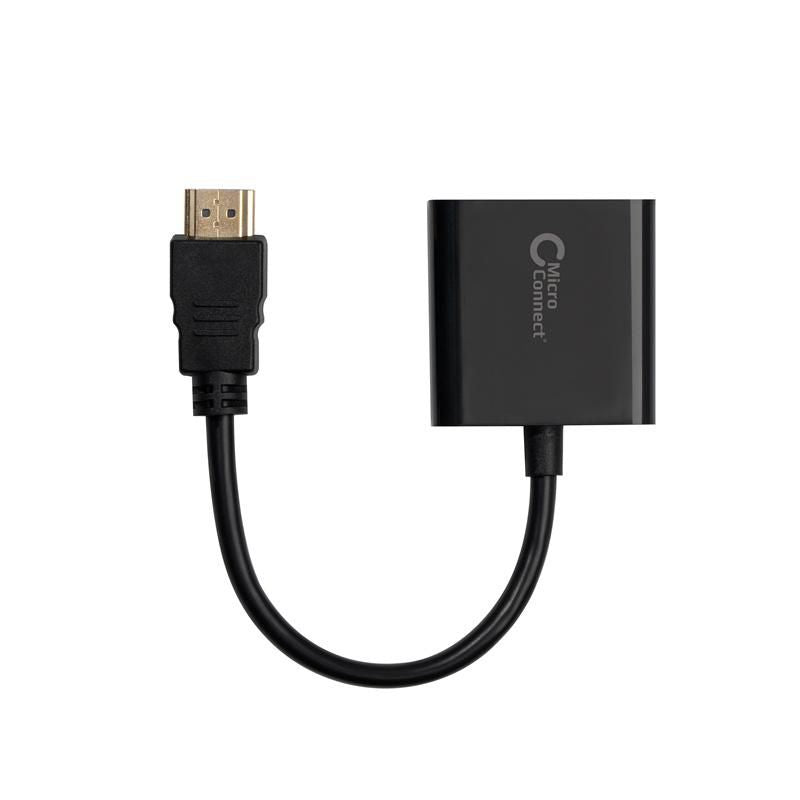 Microconnect HDMVGA1B Adapter HDMI zu VGA – 1920 × 1080 @ 60 Hz, 0,15 m, HDMI 1.1, vergoldete Kontakte