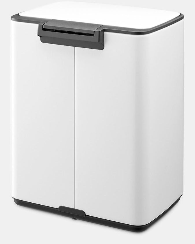 Brabantia Papierkorb Bo – 12 l – Stahl, weiss – B × H × T 292 × 369 × 263 mm