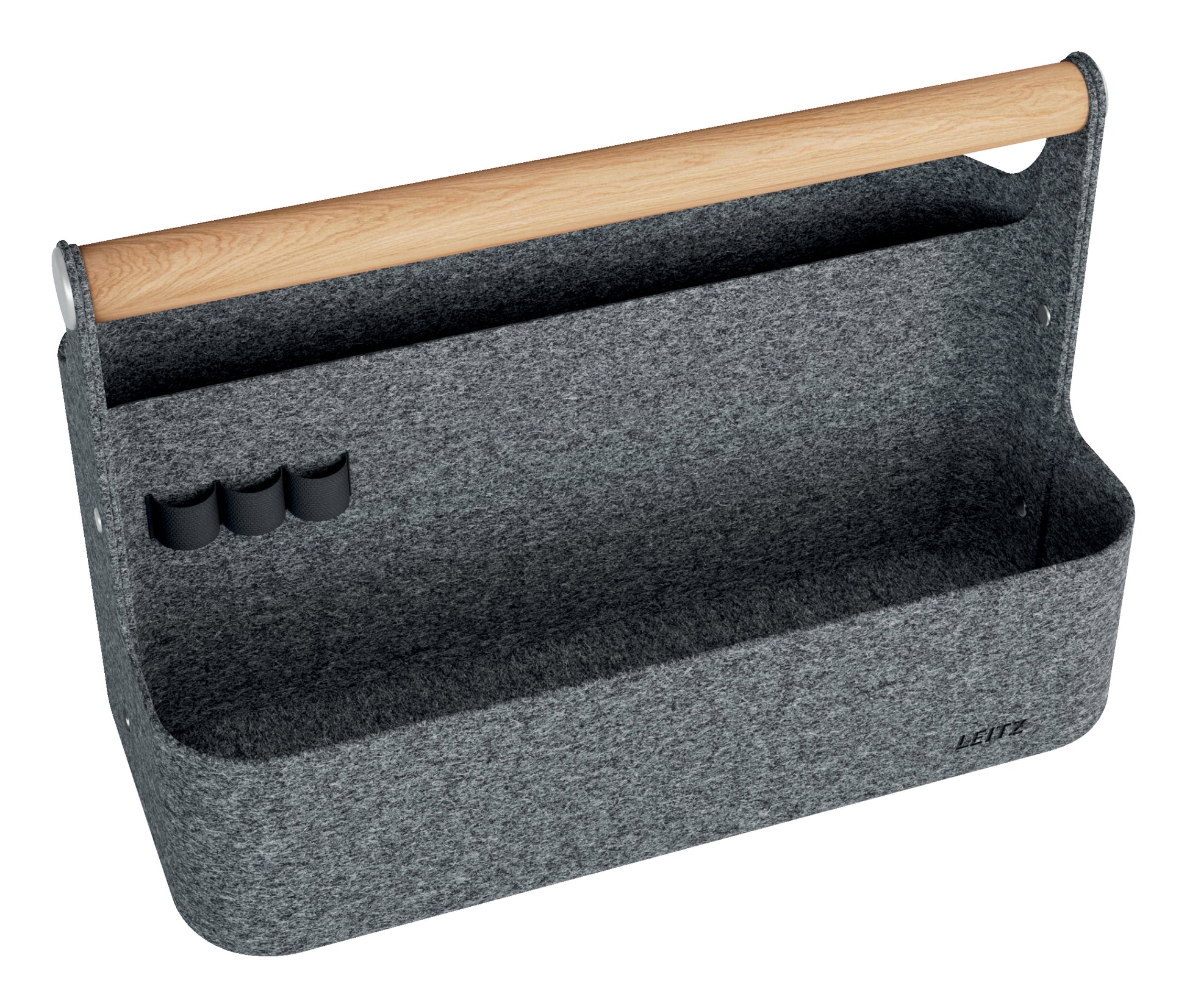 Leitz 61980089 Aufbewahrungsbox – mit Griff, Dunkelgrau, Filz, B 380 × H 255 × T 190 mm