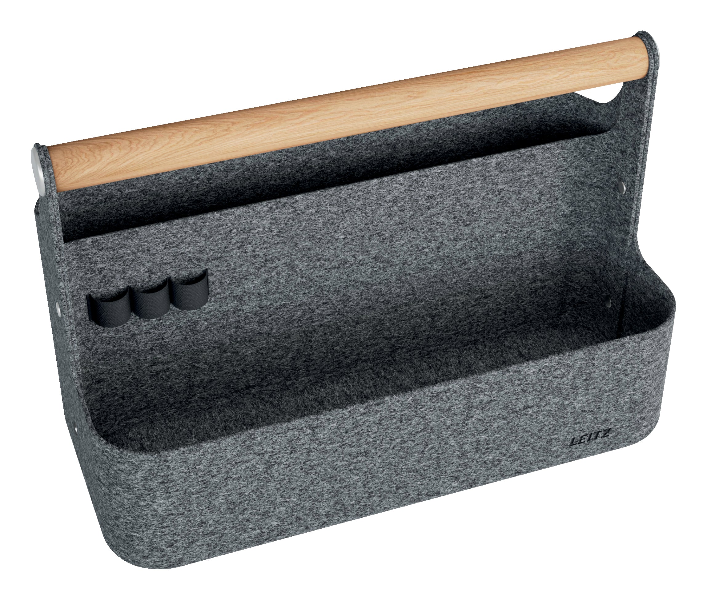 Leitz 61980089 Aufbewahrungsbox – mit Griff, Dunkelgrau, Filz, B 380 × H 255 × T 190 mm