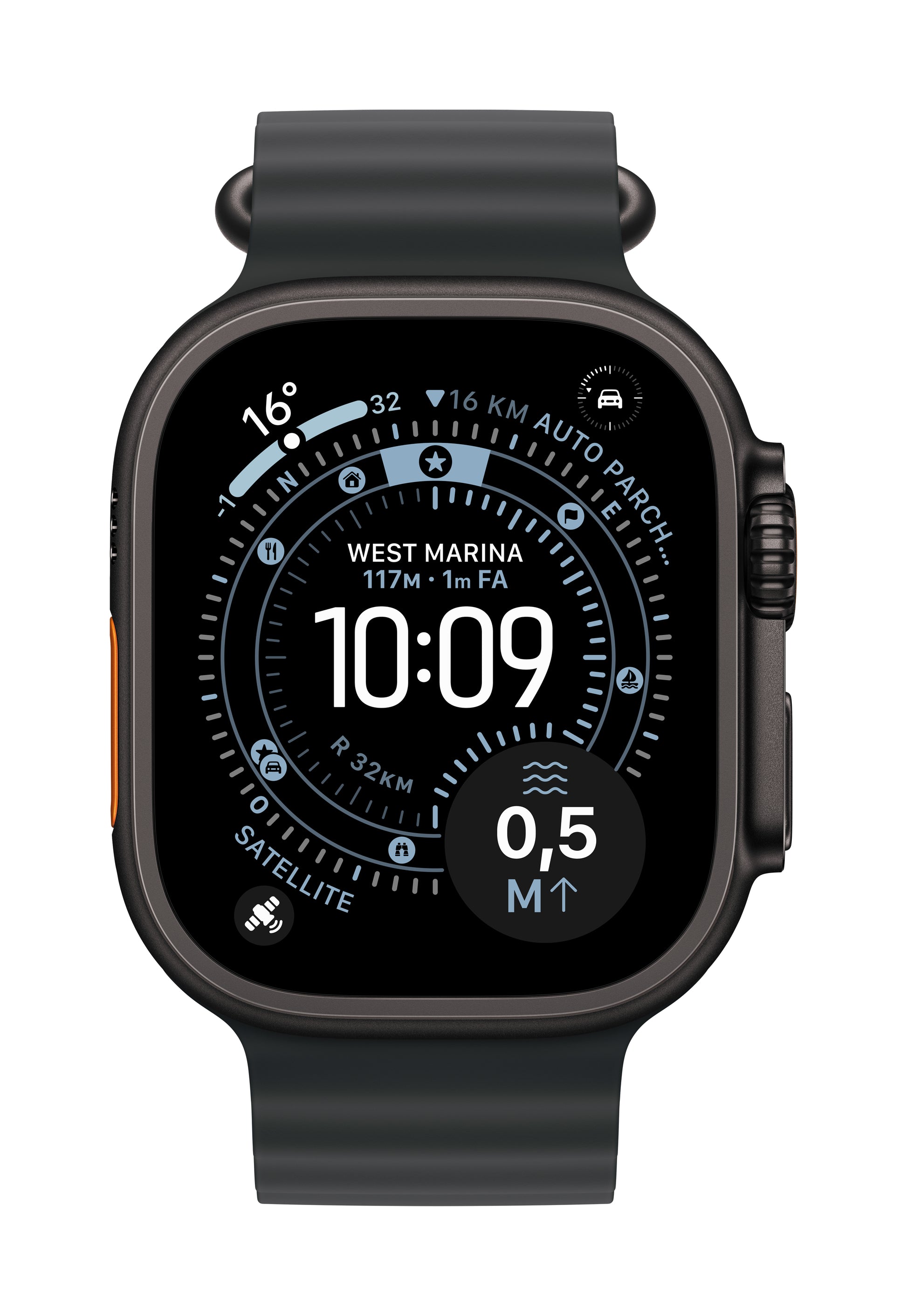 Apple OceanBand – Armband – für Apple Watch 49 mm, Schwarz, Elastomer (TPR)