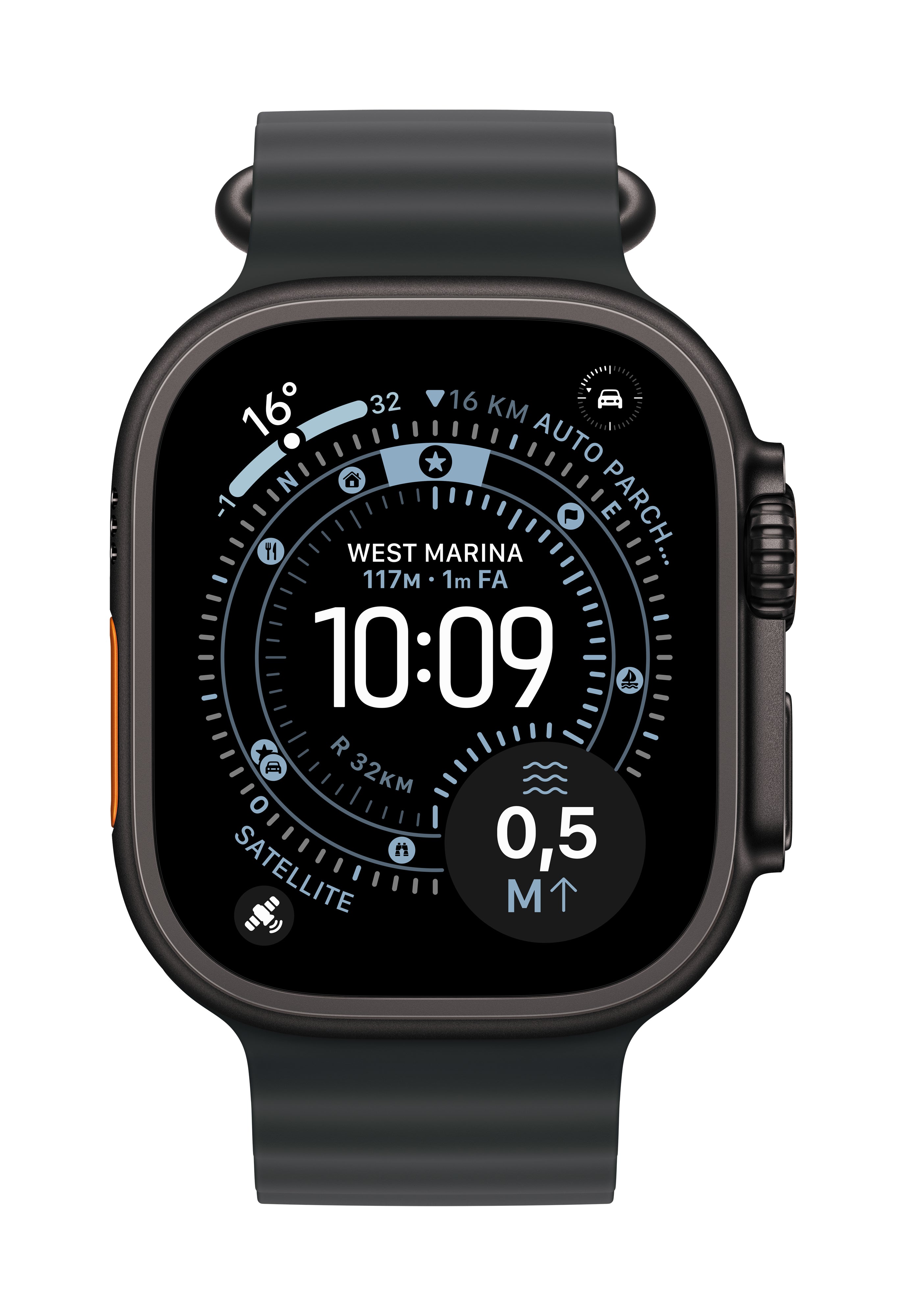 Apple OceanBand – Armband – für Apple Watch 49 mm, Schwarz, Elastomer (TPR)