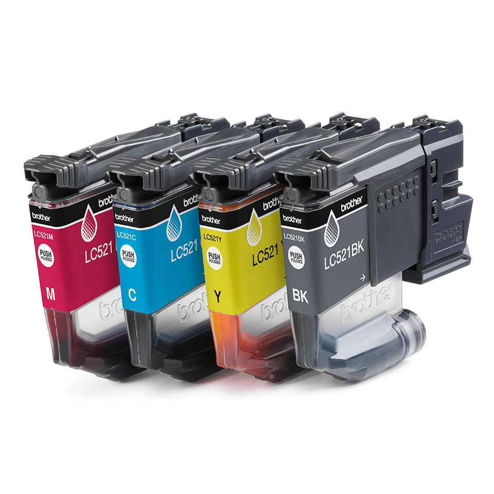 Brother LC521VAL Tintenpatronen-Multipack, Schwarz/Cyan/Magenta/Gelb (Original) – für DCP-J1260W/1310DW/1313DW