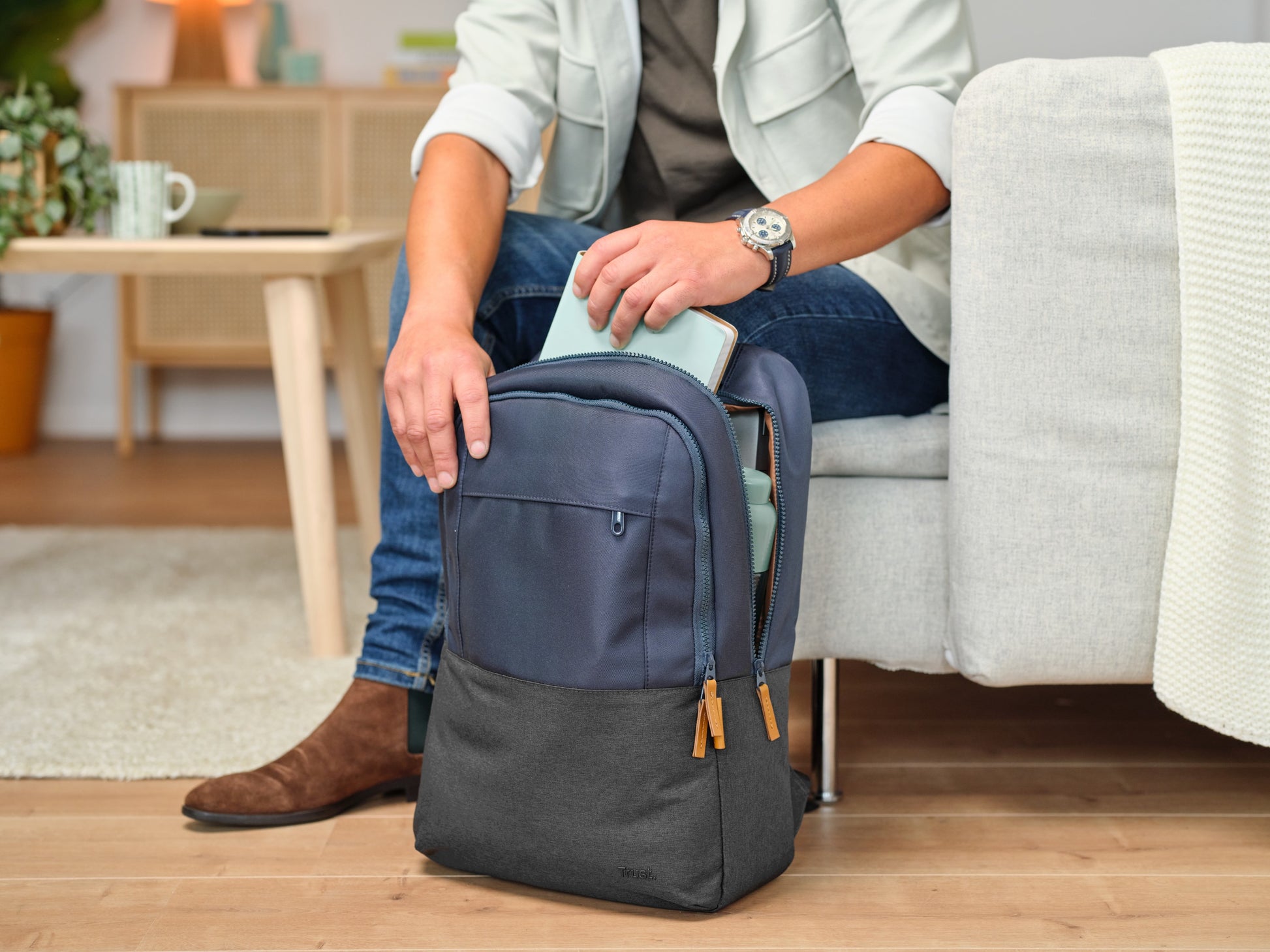 Trust Lisboa Notebook-Rucksack – für Notebooks bis 16", 23 l, recyceltes PET (rPET), blau