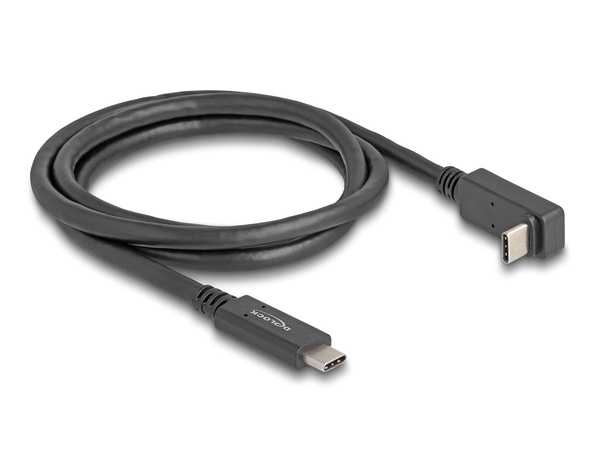 DeLOCK USB-C auf USB-C Kabel – USB 3.2 Gen 2 (10 Gbit/s) – 1 m – PD 60 W – Abgewinkelt – Schwarz