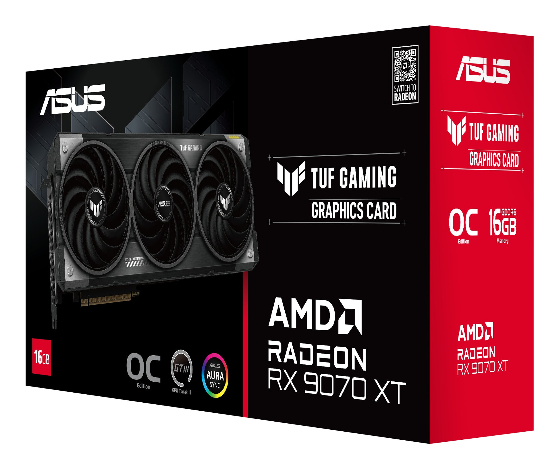 ASUS TUF-RX9070XT-O16G-GAMING – PCIe Grafikkarte – 3×DisplayPort, 1×HDMI, PCIe 5.0, 16 GB GDDR6, 3×8‑pin