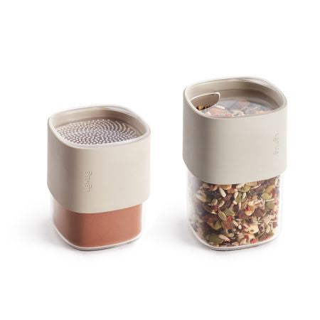 Lékué Vorratsdose 2,5 l, Ø 11,4 × 25,5 cm, Polypropylen (PP), beige/transparent, 3-teilig