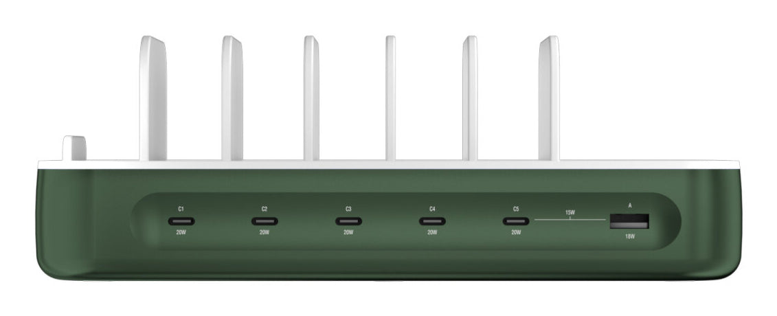4smarts Ladestation – 5× USB-C + 1× USB-A, Hüllenfreundlich – für Nintendo Switch, Universal, Smartphone u. a.