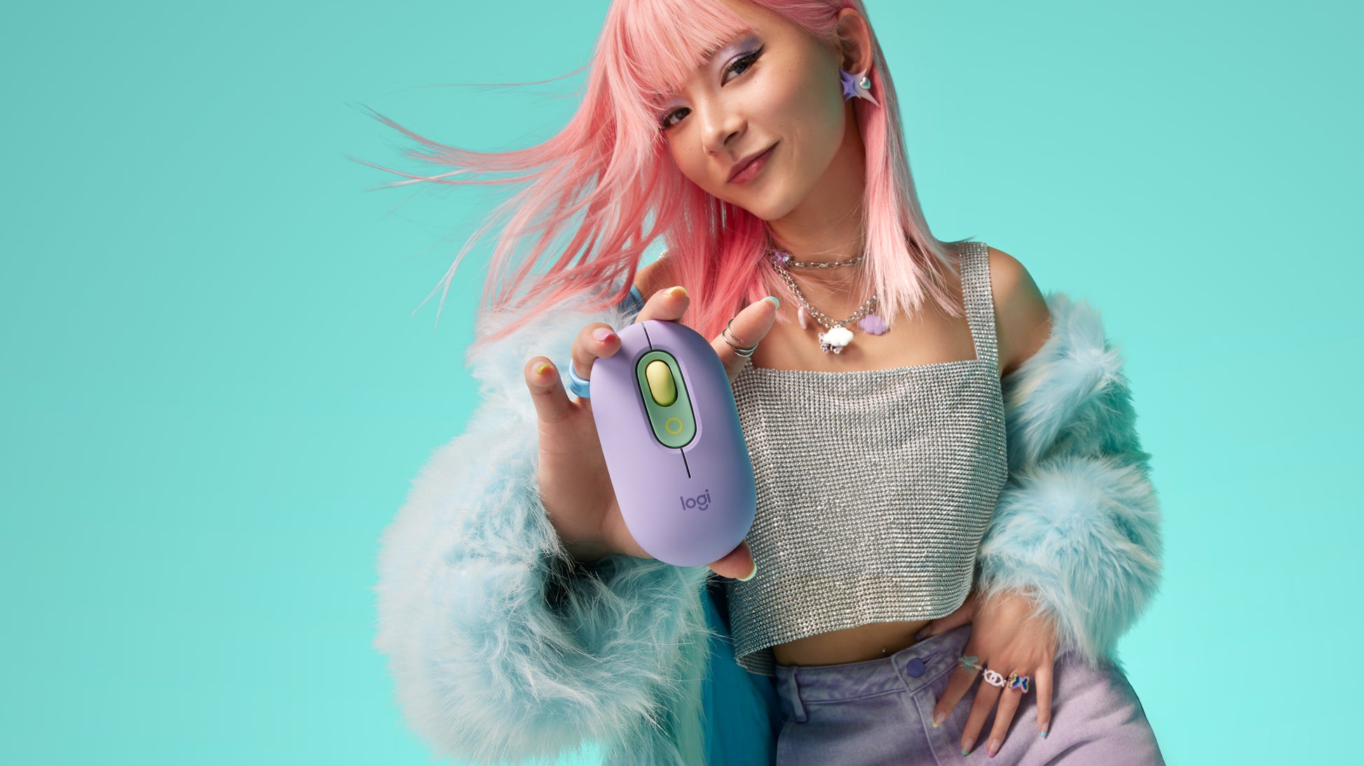 Logitech POP Mouse Daydream Mint Maus – kabellos, Bluetooth + 2,4 GHz, 4'000 dpi, 4 Tasten, beidhändig, grün
