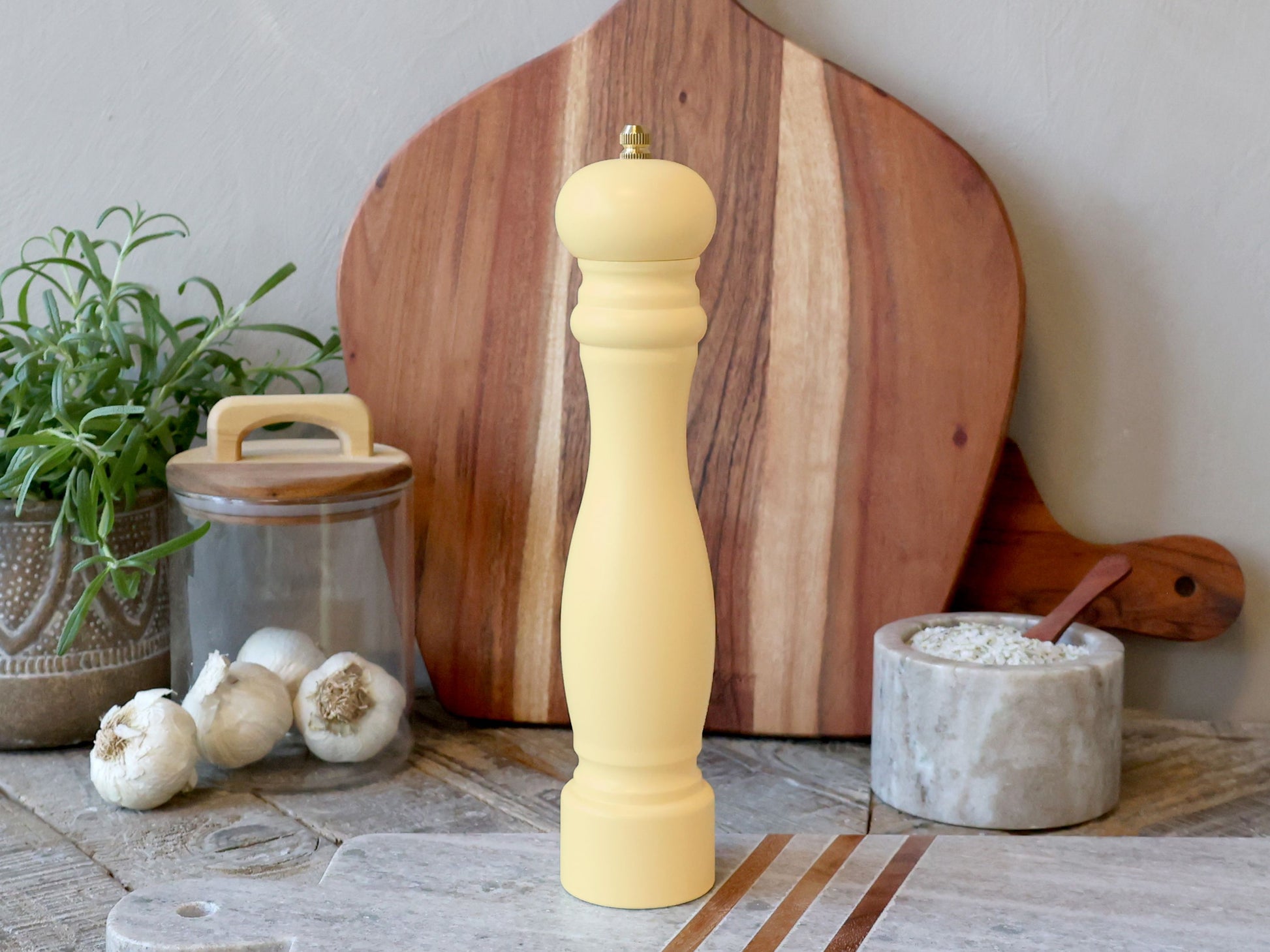 Chic Antique Salz-/Pfeffermühle Ø 5 × 26 cm, Bambus, Keramikmahlwerk, Beige