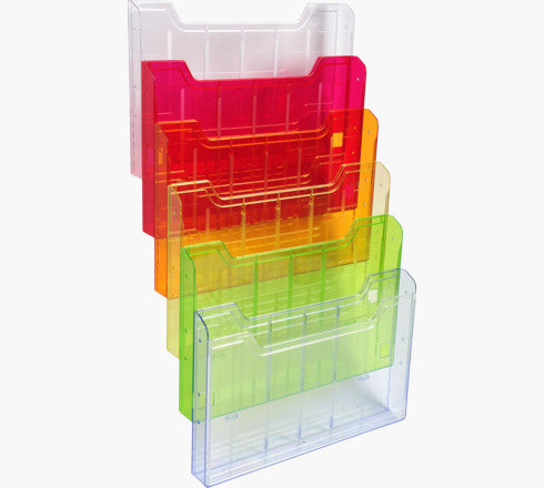 Exacompta Wandprospekthalter – für A4 – 6 Fächer – Querformat – Harlekin – Polystyrol (PS) – Fachtiefe 26 mm