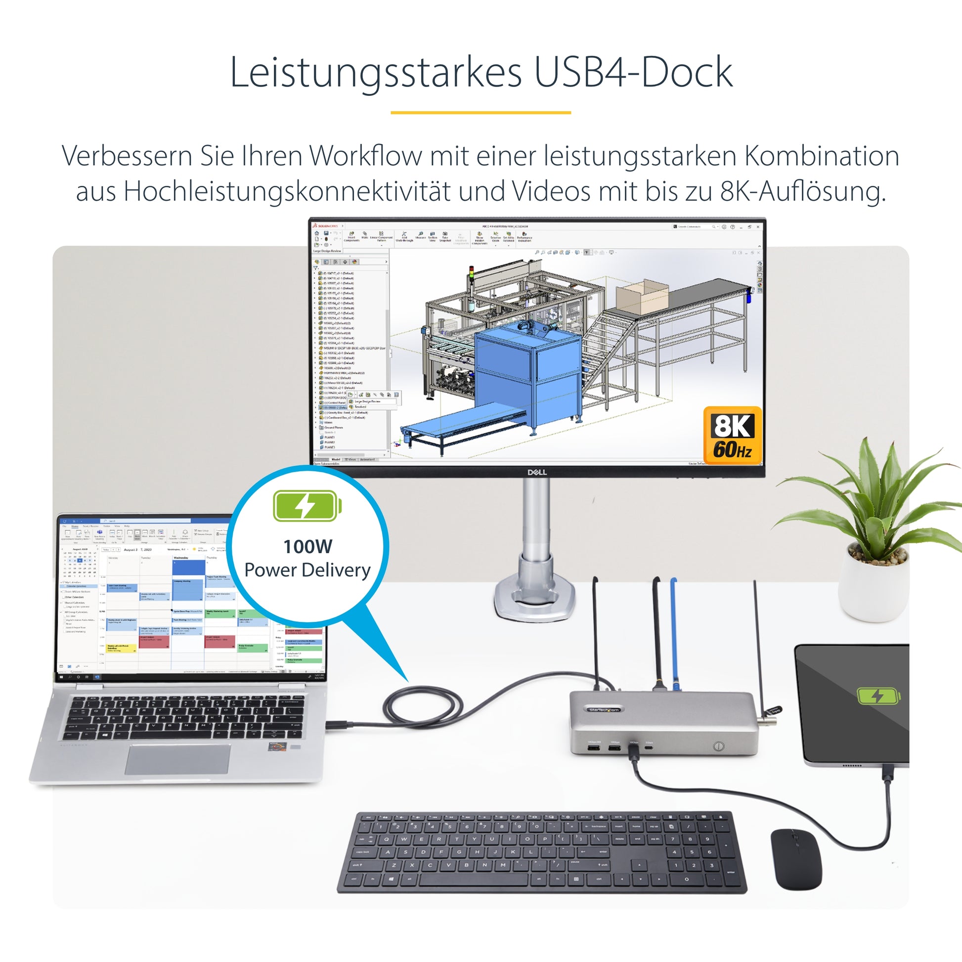 StarTech.com Dockingstation – USB4, 2× HDMI, 3× USB-A, 2× USB-C, 100 W PD, 2,5GbE, für Windows/ChromeOS