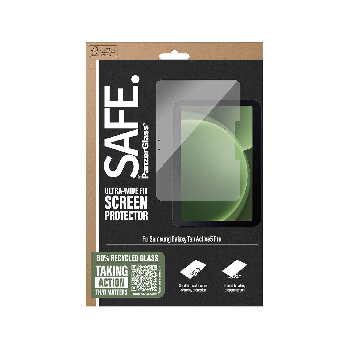 PanzerGlass Displayschutzfolie – für Samsung Galaxy Tab Active5 Pro, kratzresistent, stossfest