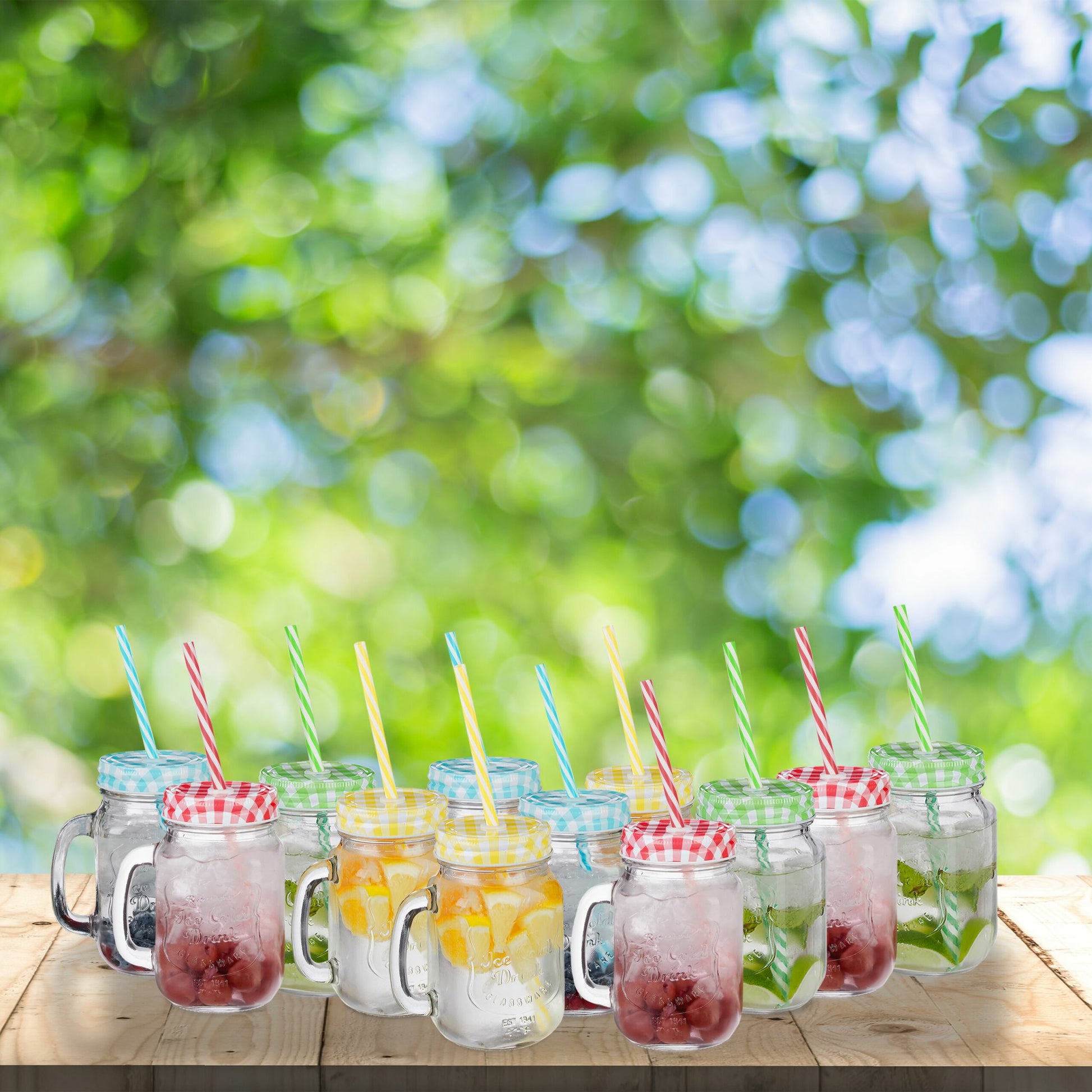 Relaxdays Trinkglas – 12er Set, 500 ml, 11 × 8 × 13,5 cm, Glas, Mehrfarbig, spülmaschinenfest