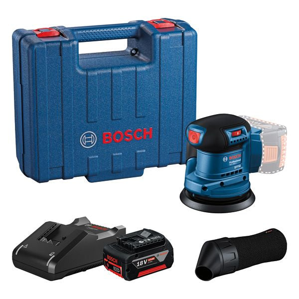 Bosch Professioneller Exzenterschleifer GEX 185-LI – 18 V (AMPShare) – Klettverschluss – Solo – Staubsack