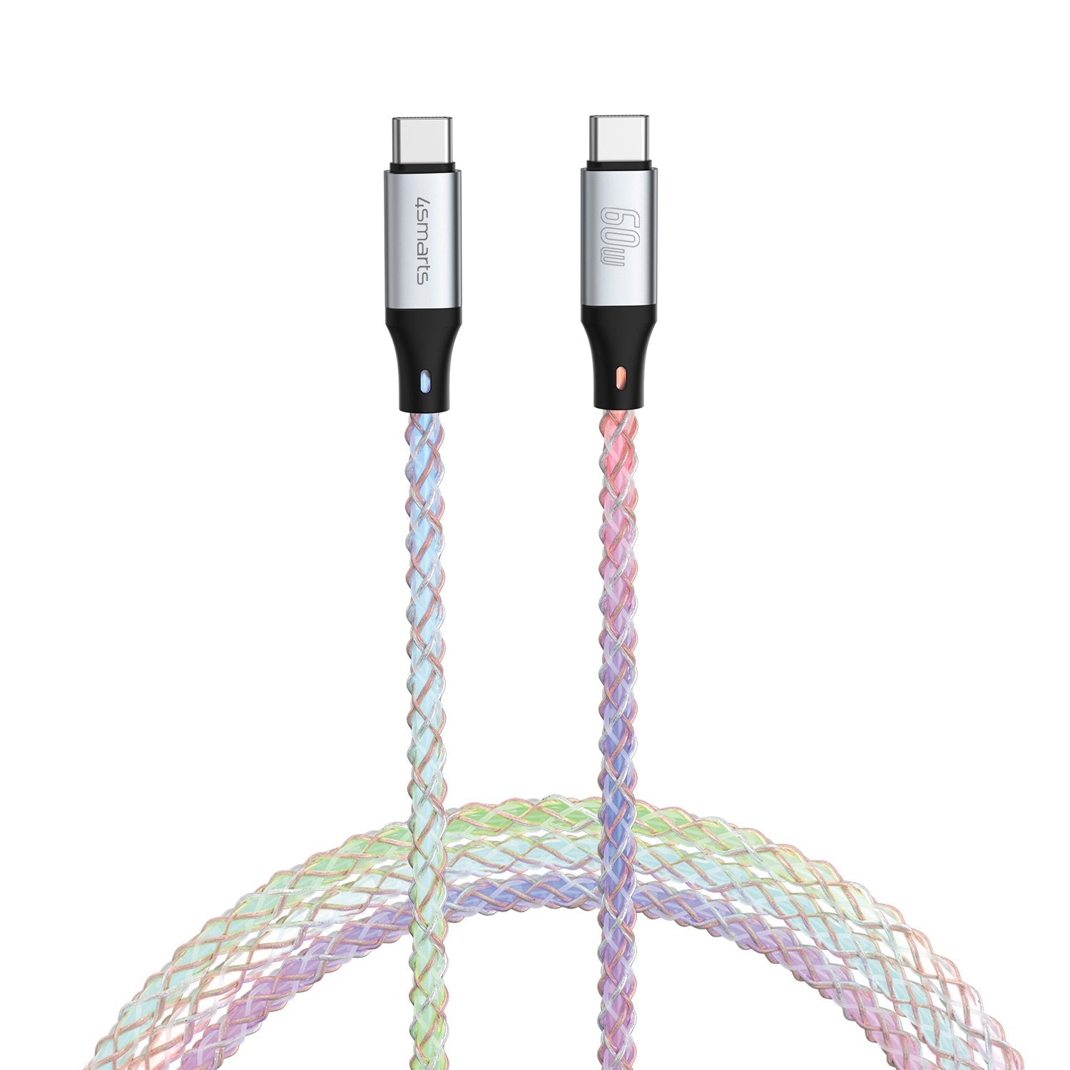 4smarts USB-C auf USB-C Kabel – USB 2.0 (480 Mbps) – 1,5 m – PD 60 W – Mehrfarbig – für Universal